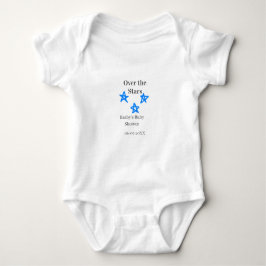 Over the Stars blue gray baby shower name date ele ベビーボディスーツ