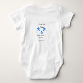Over the Stars blue gray baby shower name date ele ベビーボディスーツ (裏面)