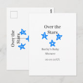 Over the Stars blue gray baby shower name date ele ポストカード (正面/裏面)