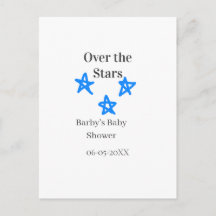 Over the Stars blue gray baby shower name date ele