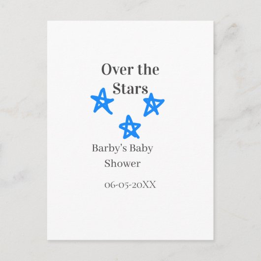 Over the Stars blue gray baby shower name date ele ポストカード (正面)
