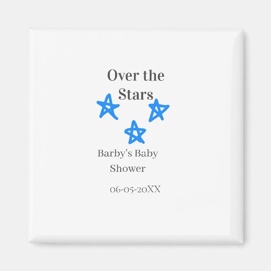 Over the Stars blue gray baby shower name date ele マグネット (正面)