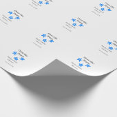 Over the Stars blue gray baby shower name date ele ラッピングペーパー (角)