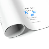 Over the Stars blue gray baby shower name date ele ラッピングペーパー (ロールコーナー)