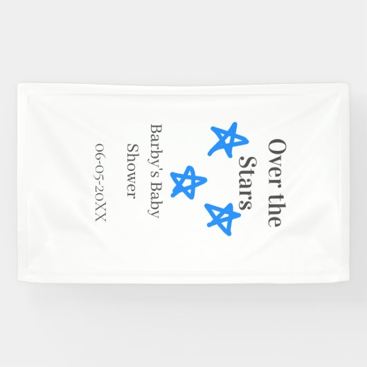 Over the Stars blue gray baby shower name date ele 横断幕 (横)