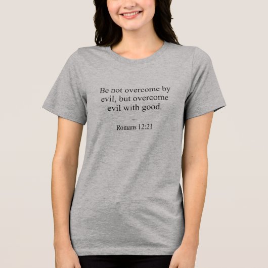 Overcome Evil™ LDS 女性用Tシャツ 色・デザイン多数 トライブレンドTシャツ (正面)