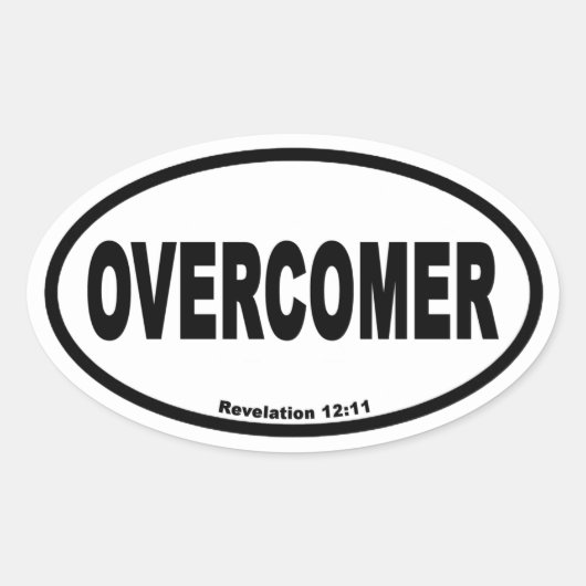 Overcomer Rev 12:11ユーロスタイル 楕円形シール (正面)