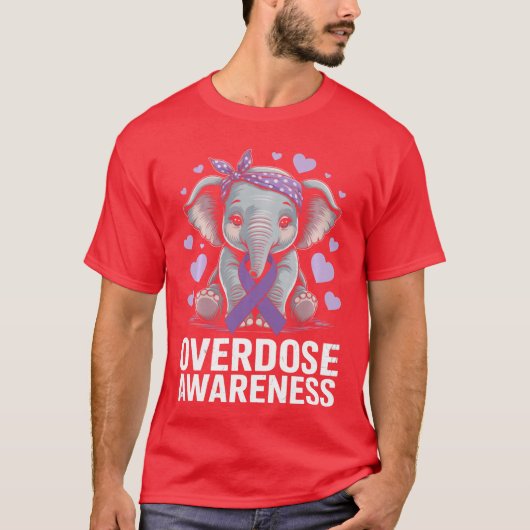 Overdose Awareness Cute Elephant Long Sleeve Tシャツ (正面)