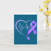 Overdose Awareness Month Purple Ribbon Heart Suprt カード (黄色い花)