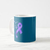 Overdose Awareness Month Purple Ribbon Heart Suprt コーヒーマグカップ (正面左)
