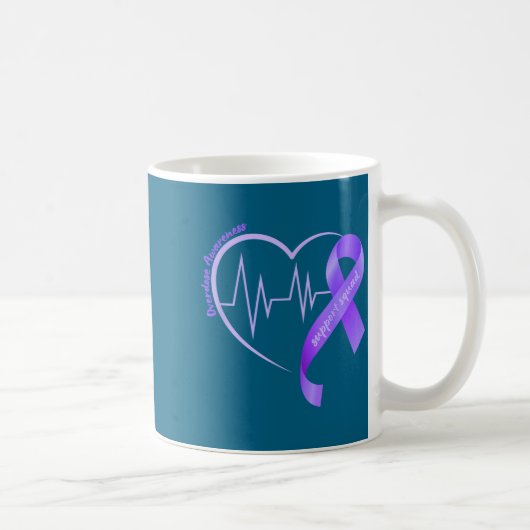 Overdose Awareness Month Purple Ribbon Heart Suprt コーヒーマグカップ (右)