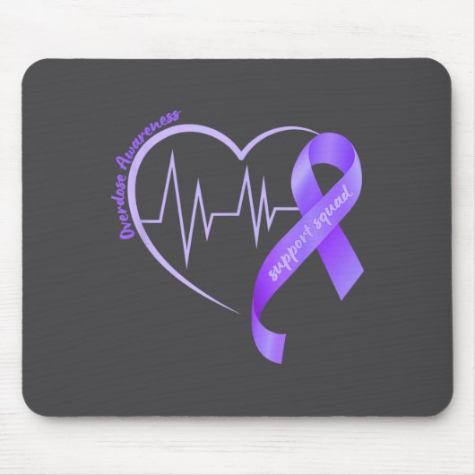 Overdose Awareness Month Purple Ribbon Heart Suprt マウスパッド (正面)