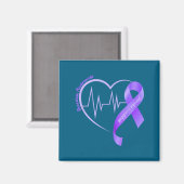 Overdose Awareness Month Purple Ribbon Heart Suprt マグネット (正面/裏面)