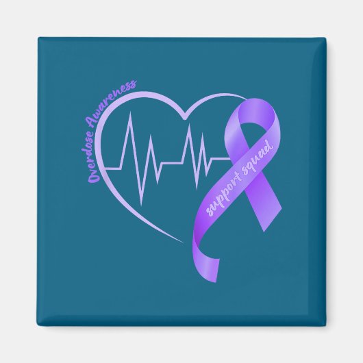 Overdose Awareness Month Purple Ribbon Heart Suprt マグネット (正面)