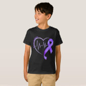 Overdose Awareness Month Purple Ribbon Heart Suprt Tシャツ (正面フル)