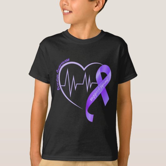 Overdose Awareness Month Purple Ribbon Heart Suprt Tシャツ (正面)