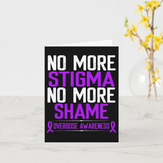 Overdose Awareness No More Stigma Shame Purple Rib カード (黄色い花)