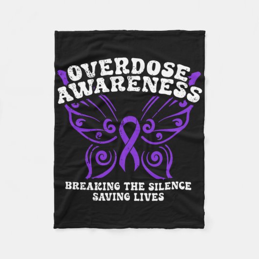 Overdose Awareness Purple Ribbon Drug Addiction 10 フリースブランケット (正面)