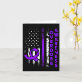 Overdose Awareness Purple Ribbon Drug Addiction 16 カード (黄色い花)