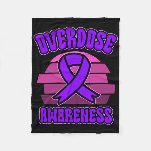 Overdose Awareness Purple Ribbon Drug Addiction 31 フリースブランケット (正面)