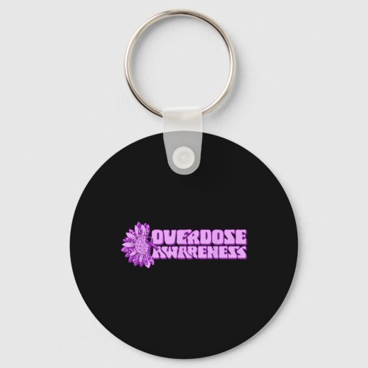 Overdose Awareness Purple Ribbon Drug Addiction 32 キーホルダー (正面)