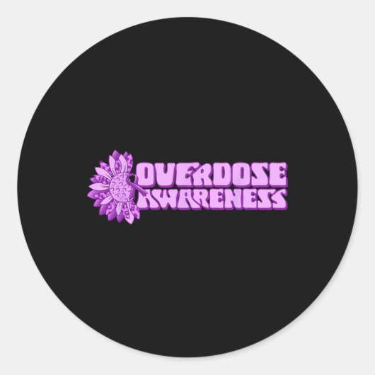 Overdose Awareness Purple Ribbon Drug Addiction 32 ラウンドシール (正面)