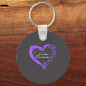 Overdose Awareness Purple Ribbon Drug Addiction He キーホルダー (正面)
