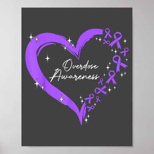 Overdose Awareness Purple Ribbon Drug Addiction He ポスター (正面)