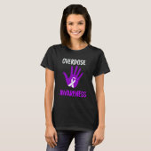 Overdose Awareness Purple Ribbon Drug Addiction Re Tシャツ (正面フル)
