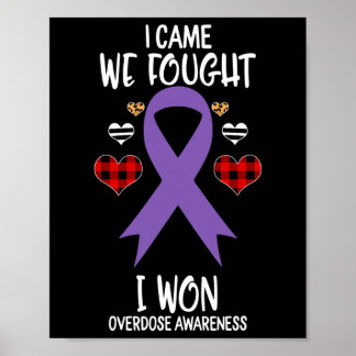 Overdose Awareness Ribbon I Came We Fought I Won C ポスター