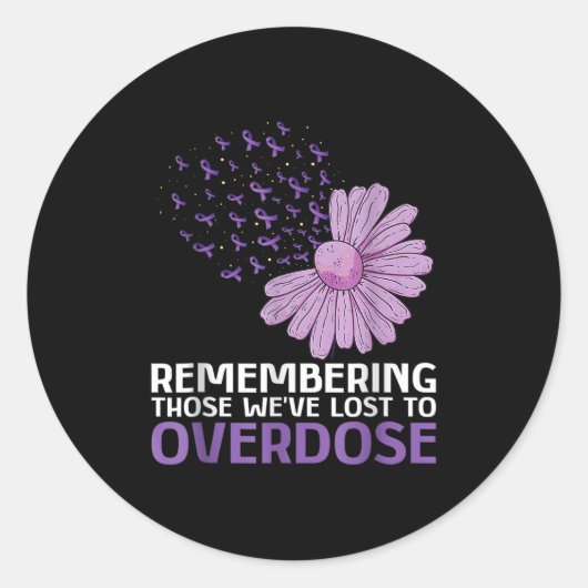 Overdose Awareness Shirt In Memory Of Brother Purp ラウンドシール (正面)