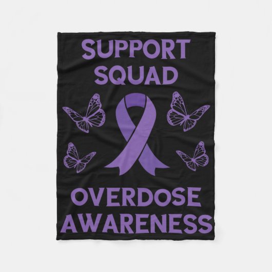 Overdose Awareness Support Squad Butterfly Purple  フリースブランケット (正面)
