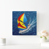 Overhead View Of a Sailing Yacht With Spinnaker スクエア壁時計 (ホーム)