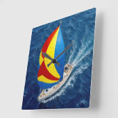 Overhead View Of a Sailing Yacht With Spinnaker スクエア壁時計 (傾斜)
