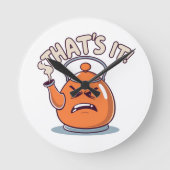 Overheated - Funny Whistling Kettle ラウンド壁時計 (正面)