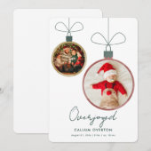 Overjoyed Christmas Baby Photo Birth Announcement シーズンカード (正面/裏面)