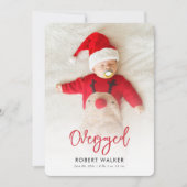 Overjoyed Holiday Baby Photo Birth Announcement シーズンカード (正面)