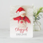 Overjoyed Holiday Baby Photo Birth Announcement シーズンカード (スタンド正面)