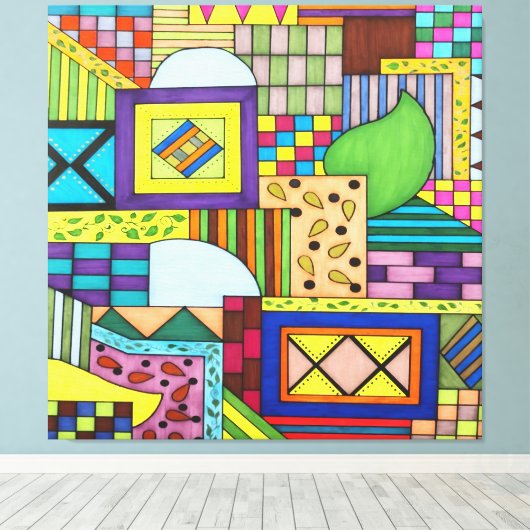 Overlapped Blocks キャンバスプリント (インサイチュ (ウッドフロア))