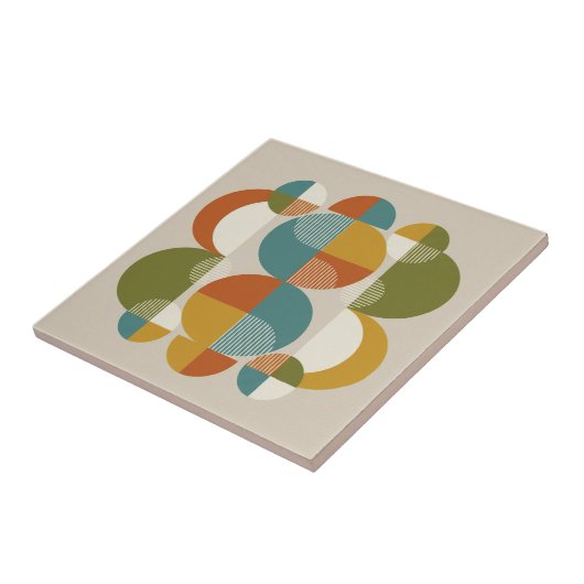 Overlapping Circles Pop Art Mid-Century #3 ID1224 タイル (側面)