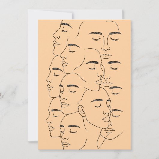 Overlapping Faces Print, Minimalist Line Art, Face 招待状 (正面)