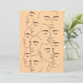 Overlapping Faces Print, Minimalist Line Art, Face 招待状 (スタンド正面)