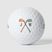 Overlapping Golf Clubs Customizable Initials Favor ゴルフボール (正面)