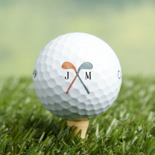 Overlapping Golf Clubs Customizable Initials Favor ゴルフボール (インサイチュ 木)