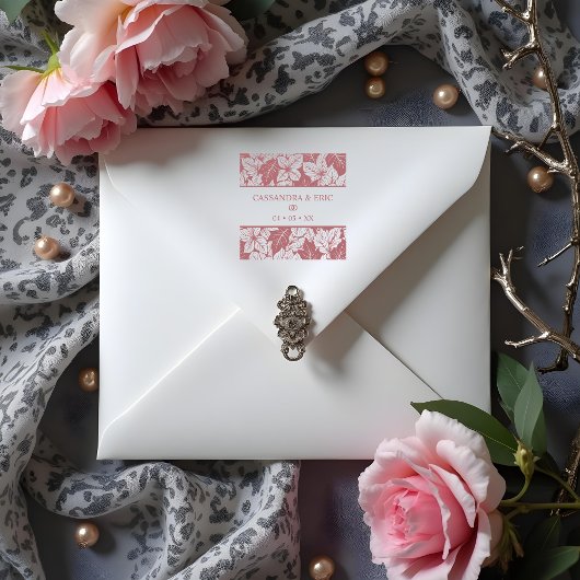 Overlapping Leaves Pattern Elegant Nature Wedding ラバースタンプ