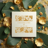 Overlapping Leaves Pattern Elegant Nature Wedding ラバースタンプ