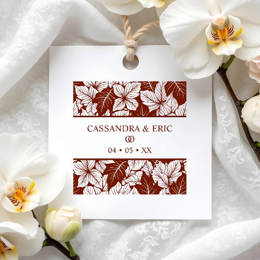 Overlapping Leaves Pattern Elegant Nature Wedding ラバースタンプ