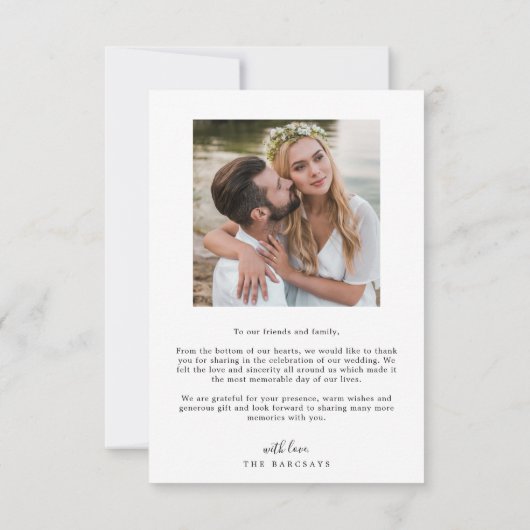 Overlay エレガント Hand Lettered Scriptの結婚写真 サンキューカード (裏面)