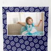 Overlay joyクリスマスホリデー海軍の青い写真 三つ折りクリスマスカード (内部最初)