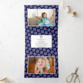 Overlay joyクリスマスホリデー海軍の青い写真 三つ折りクリスマスカード (内部)